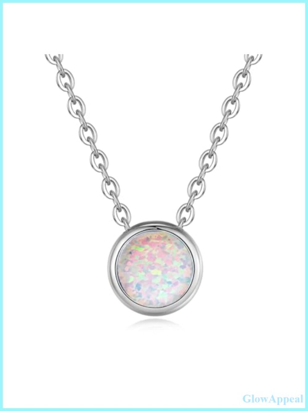925 Sterling Silver Opal Pendant Necklace 18+2 Inch Adjustable Chain Women